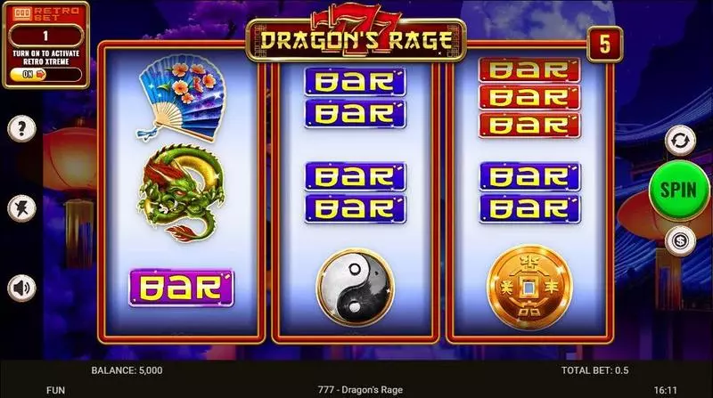 777 – Dragon’s Rage Spinomenal 3 Reel 5 Line