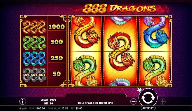888 Dragons Pragmatic Play 3 Reel 1 Line