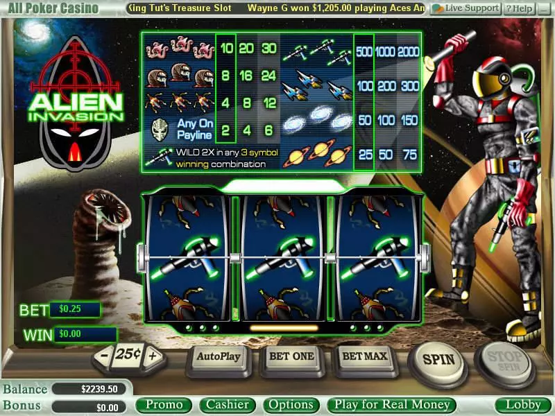 Alien Invasion WGS Technology 3 Reel 1 Line