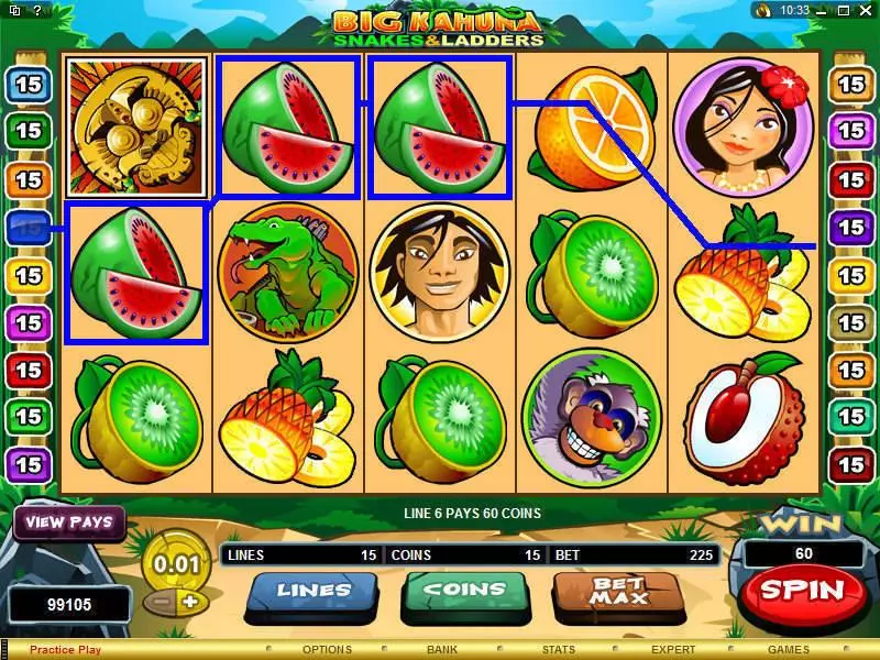 Big Kahuna - Snakes and Ladders Microgaming 5 Reel 15 Line