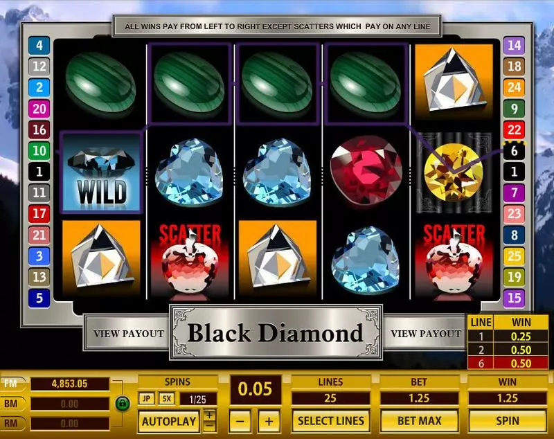 Black Diamond 25 Lines Topgame 5 Reel 25 Line
