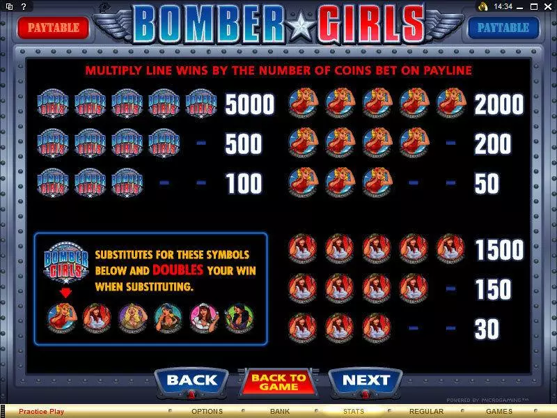 Bomber Girls Microgaming 5 Reel 20 Line