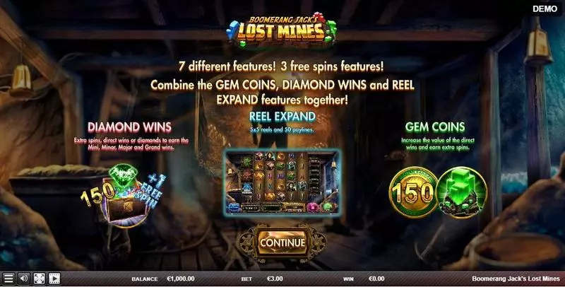 Boomerang Jack's Lost Mines Red Rake Gaming 5 Reel 25 Line