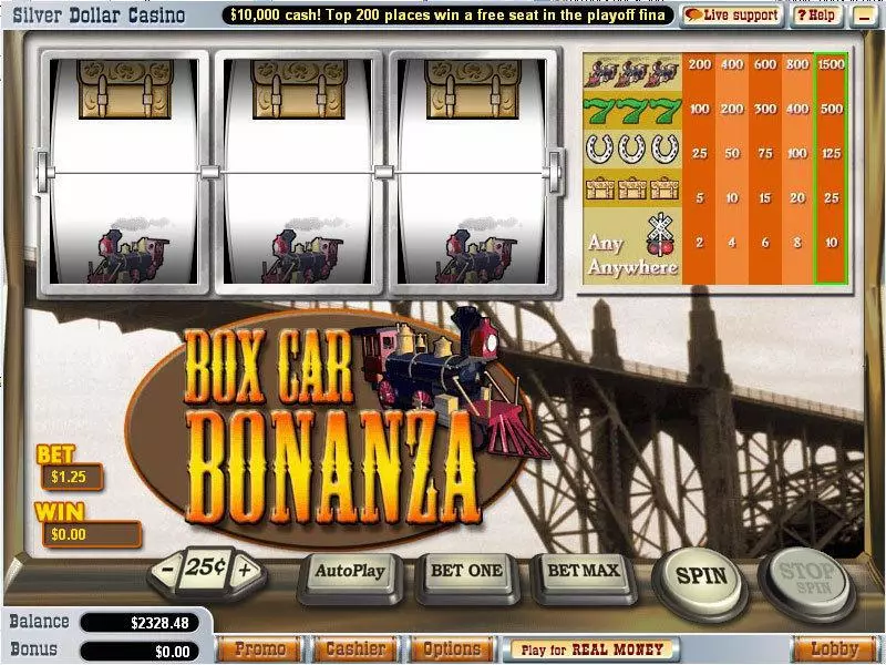 Box Car Bonanza Vegas Technology 3 Reel 1 Line