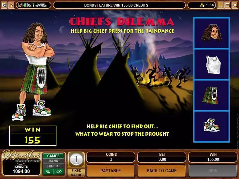 Chiefs Fortune Microgaming 3 Reel 1 Line