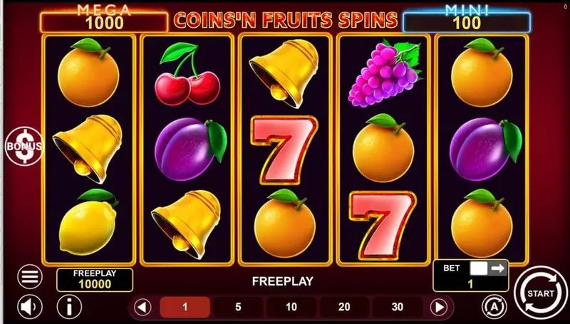 COINS'N FRUITS SPINS 1Spin4Win 5 Reel 243 Line