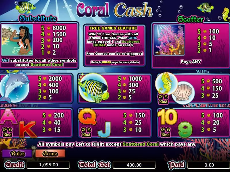 Coral Cash bwin.party 5 Reel 20 Line