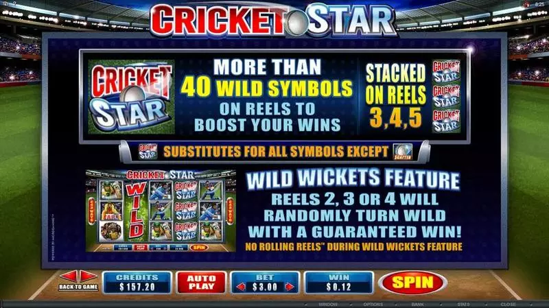 Cricket Star Microgaming 5 Reel 243 Line