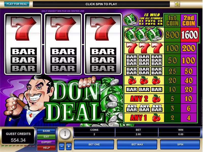 Don Deal Microgaming 3 Reel 1 Line