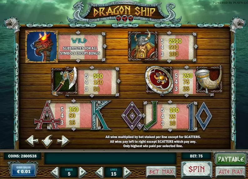 Dragon Ship Play'n GO 5 Reel 15 Line