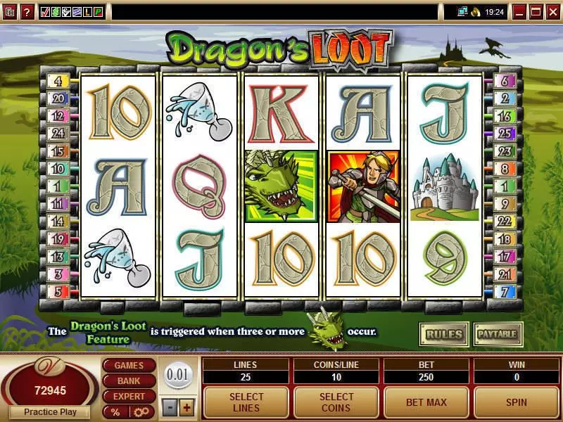 Dragon's Loot Microgaming 5 Reel 25 Line