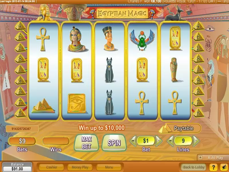 Egyptian Magic NeoGames 5 Reel 9 Line