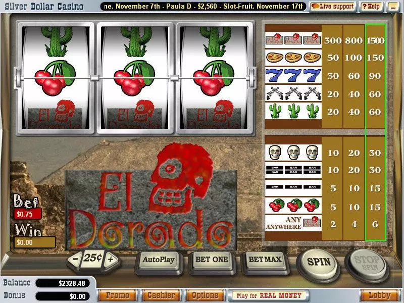 El Dorado Vegas Technology 3 Reel 1 Line