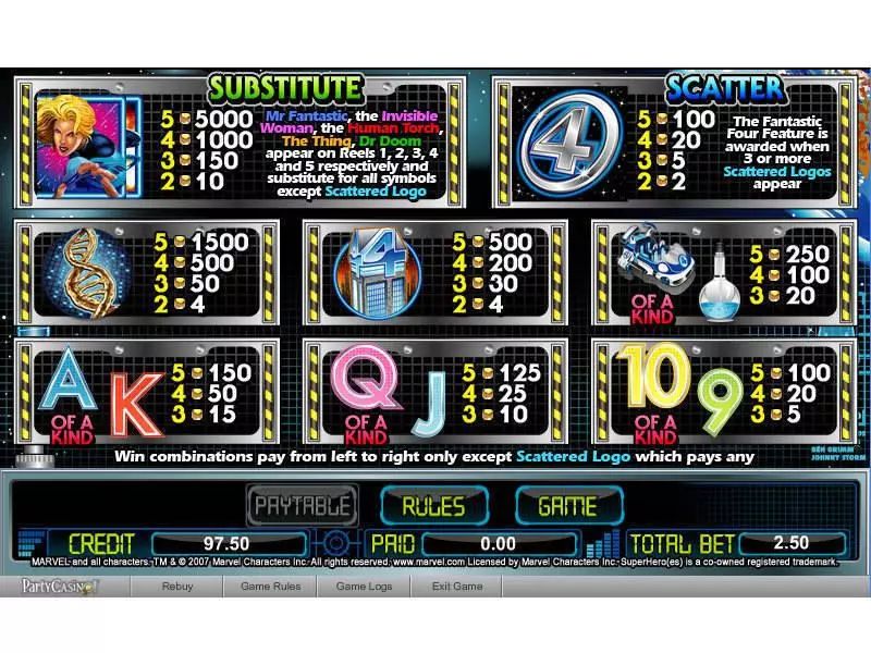 Fantastic Four bwin.party 5 Reel 25 Line