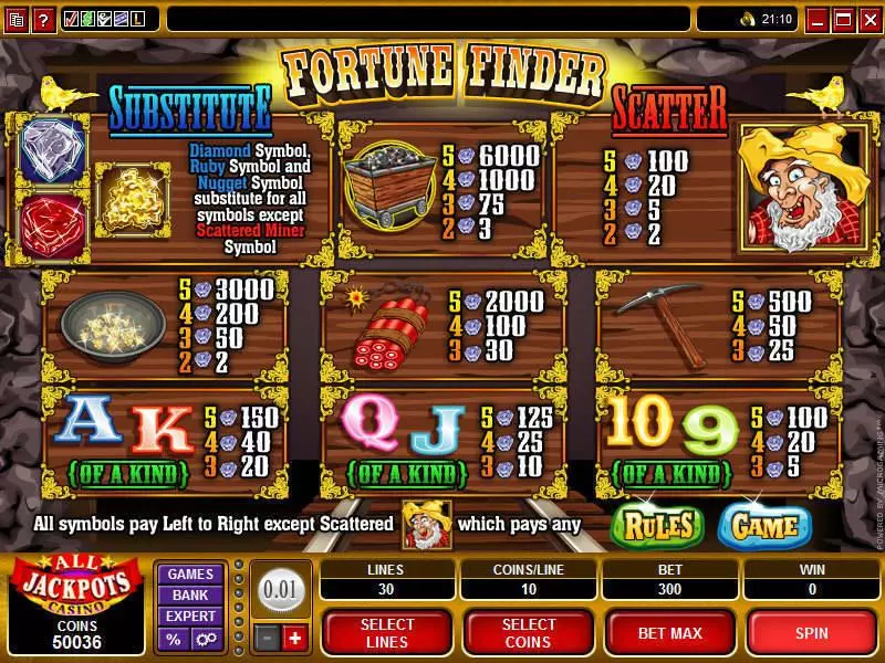 Fortune Finder Microgaming 5 Reel 30 Line