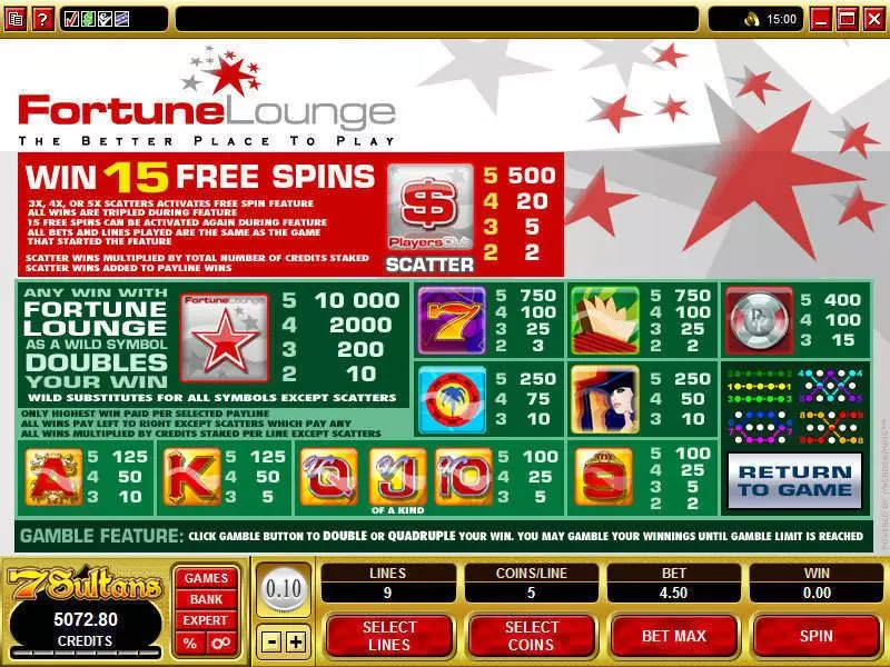 Fortune Lounge Microgaming 5 Reel 9 Line