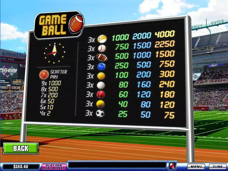 Game Ball PlayTech 3 Reel 8 Line