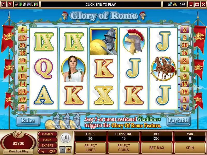 Glory of Rome Microgaming 5 Reel 20 Line