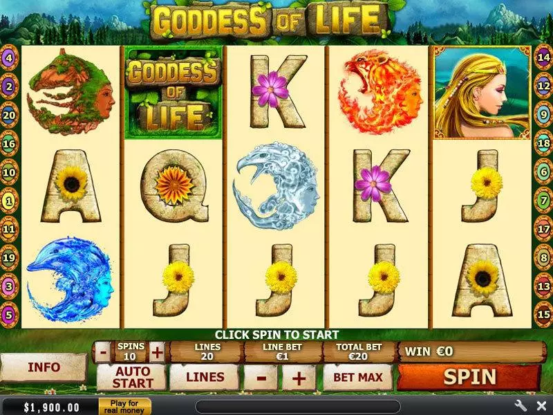 Goddes of Life PlayTech 5 Reel 20 Line