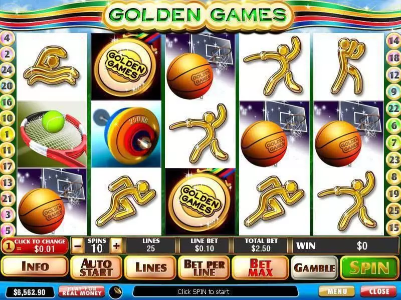 Golden Games PlayTech 5 Reel 25 Line