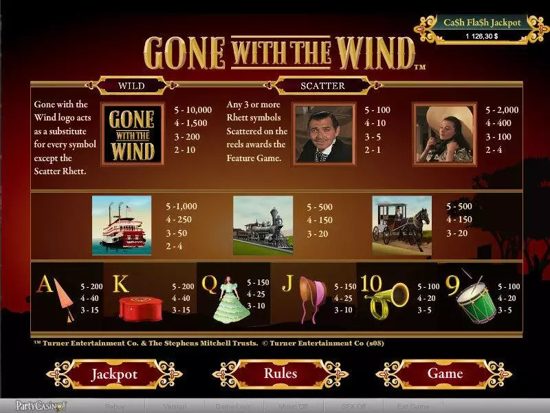 Gone With The Wind bwin.party 5 Reel 20 Line