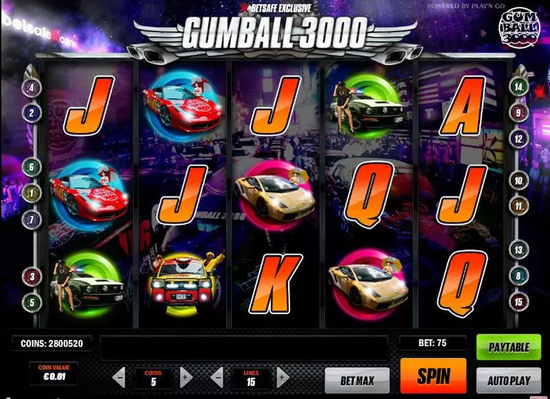Gumball 3000 Play'n GO 5 Reel 15 Line