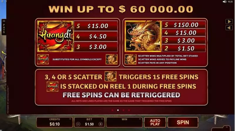 Huangdi - The Yellow Emperor Microgaming 5 Reel 25 Line