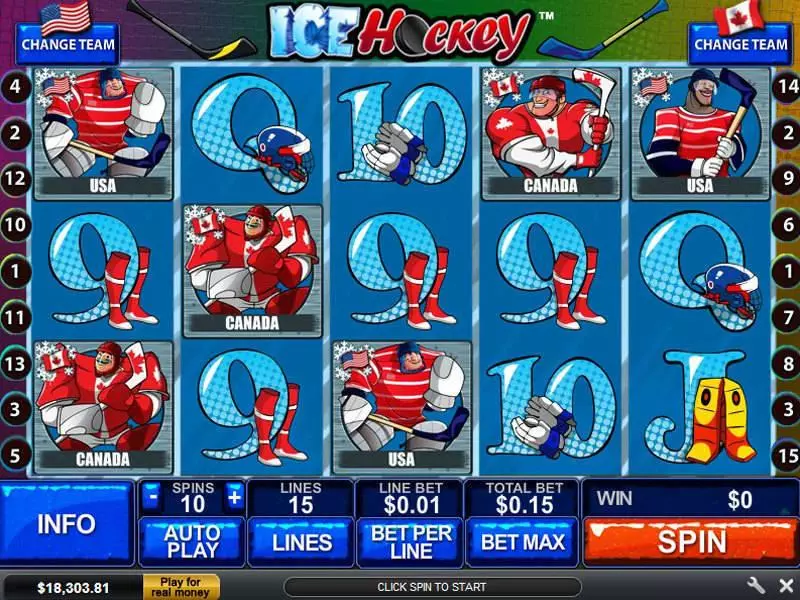 Ice Hockey PlayTech 5 Reel 15 Line