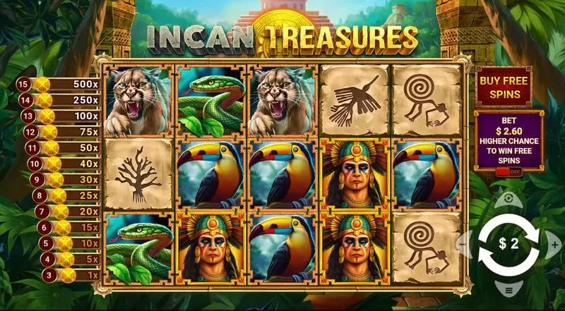 Incan Treasures Wizard Games 5 Reel 20 Line