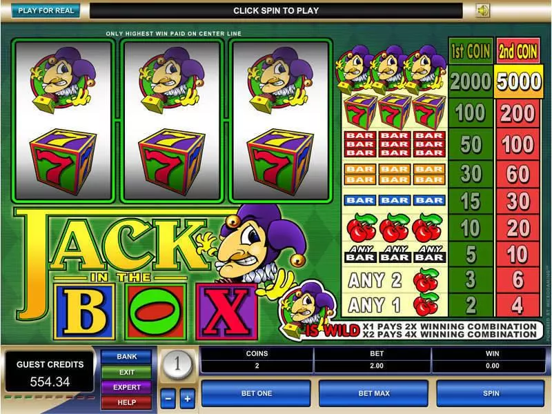 Jack in the Box Microgaming 3 Reel 1 Line