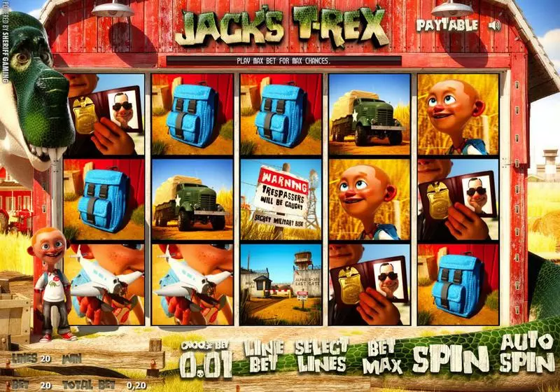 Jack's T-Rex Sheriff Gaming 5 Reel 20 Line