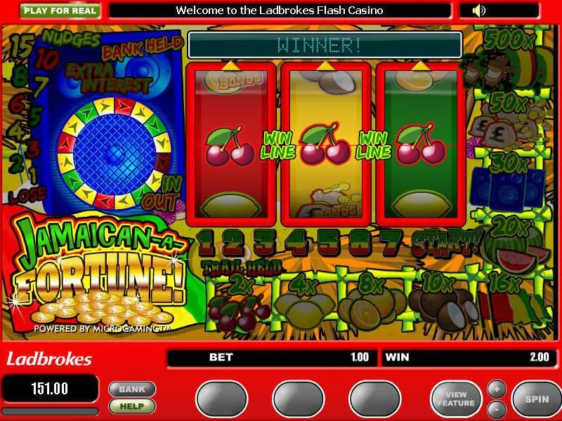 Jamaican a Fortune Microgaming 3 Reel 1 Line