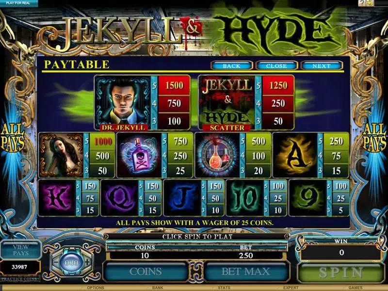 Jekyll and Hyde Microgaming 5 Reel 243 Line