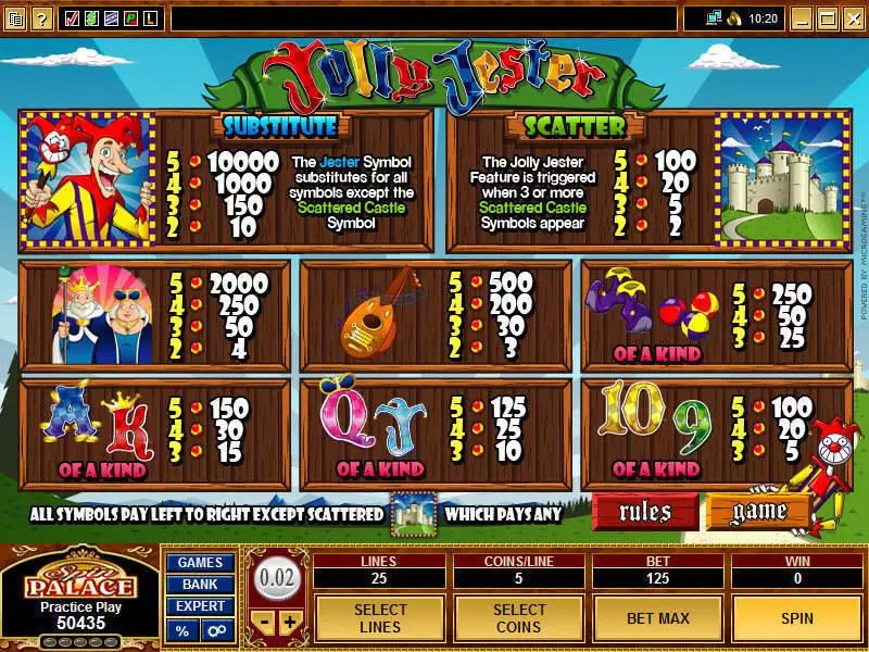 Jolly Jester Microgaming 5 Reel 25 Line