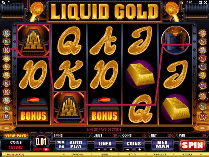 Liquid Gold Microgaming 5 Reel 20 Line