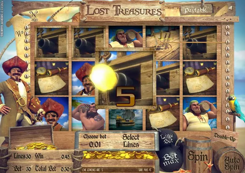 Lost Treasures Sheriff Gaming 5 Reel 30 Line