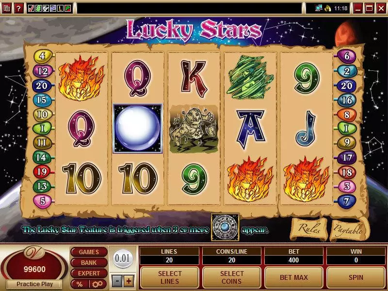 Lucky Stars Microgaming 5 Reel 20 Line