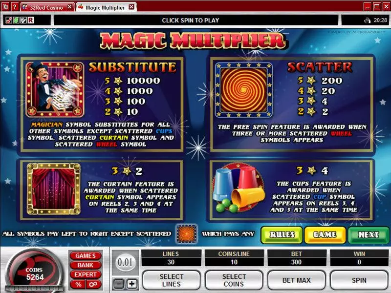 Magic Multiplier Microgaming 5 Reel 30 Line