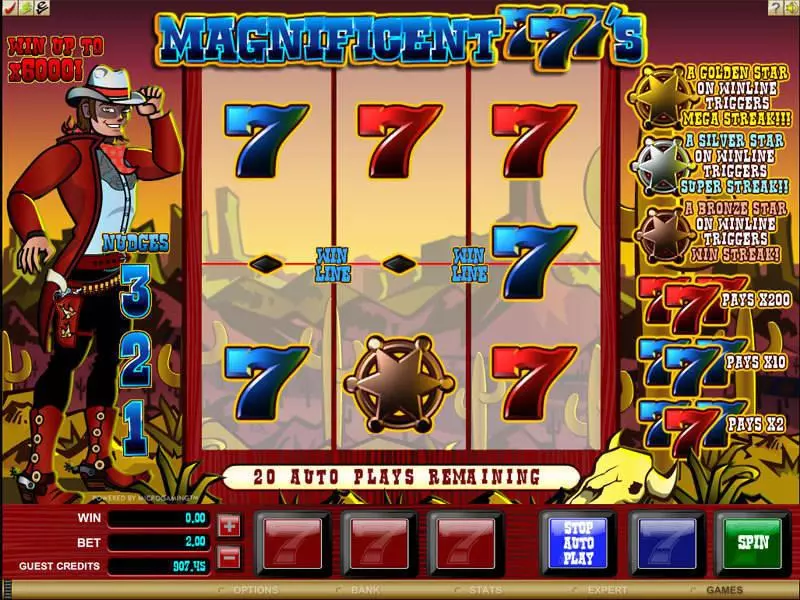 Magnificent 777's Microgaming 3 Reel 1 Line