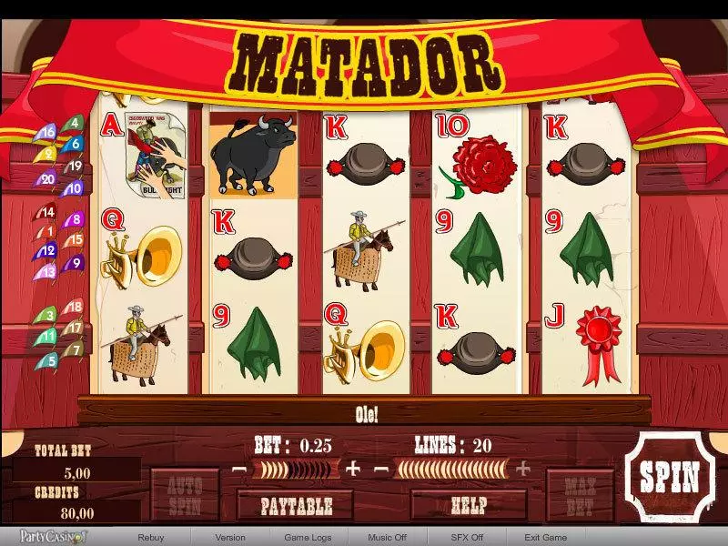 Matador bwin.party 5 Reel 20 Line