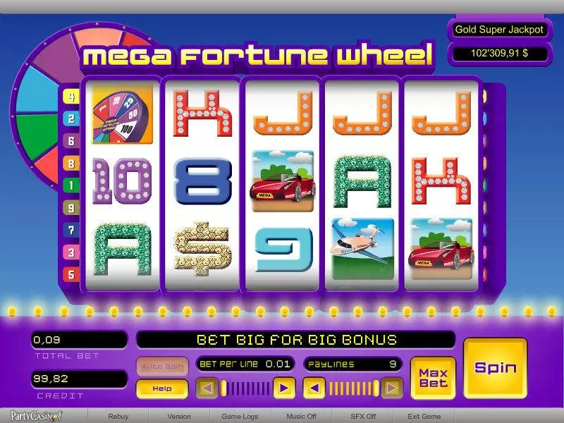 Mega Fortune Wheel bwin.party 5 Reel 9 Line