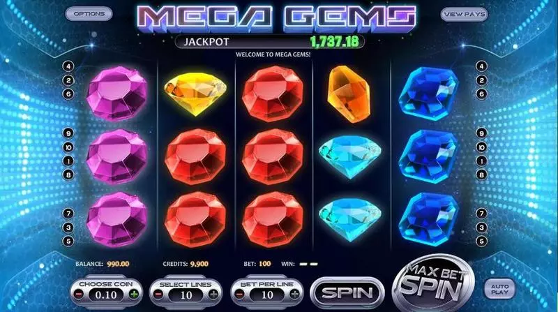 Mega Gems BetSoft 5 Reel 10 Line