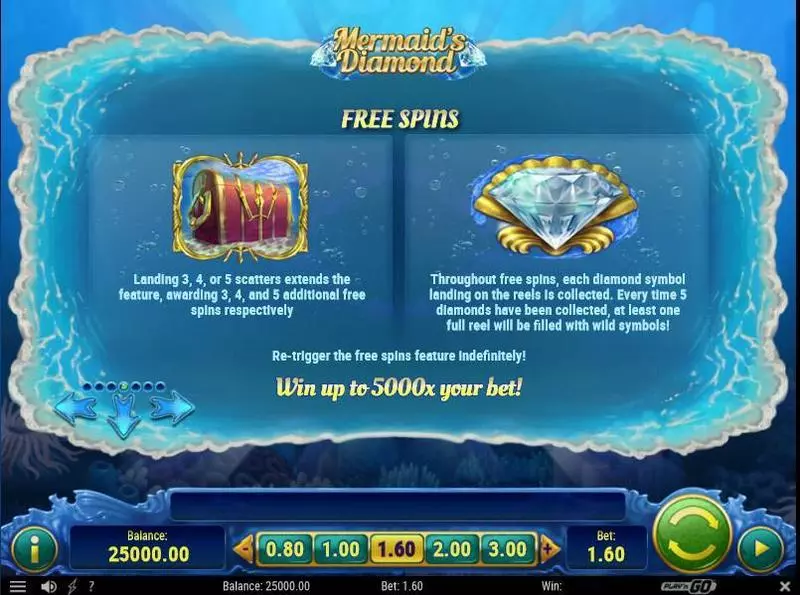 Mermaid's Diamonds Play'n GO 5 Reel 720 lines