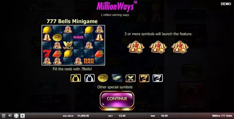 Million 777 Bells Red Rake Gaming 6 Reel 