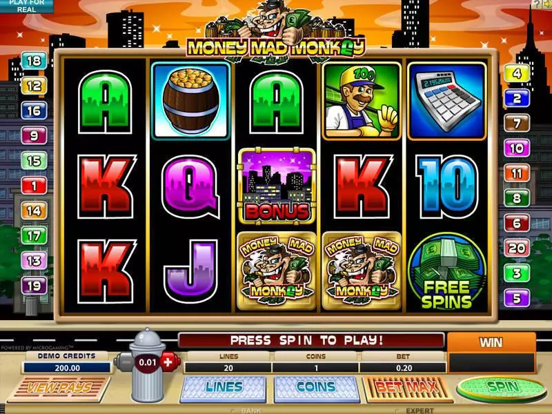 Money Mad Monkey Microgaming 5 Reel 20 Line