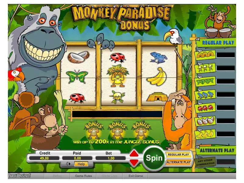 Monkey Paradise Bonus bwin.party 3 Reel 1 Line