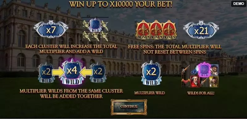 Musketeers 1 Wild for All Red Rake Gaming 6 Reel 