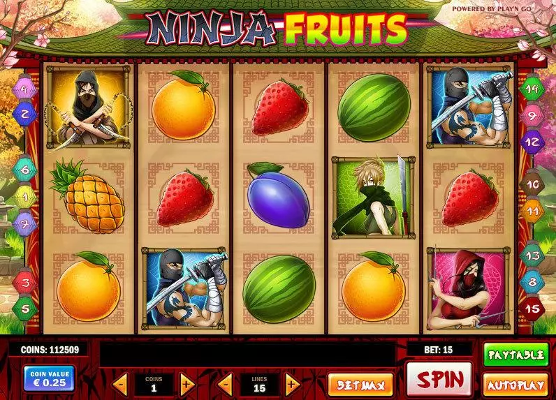 Ninja Fruits Play'n GO 5 Reel 15 Line
