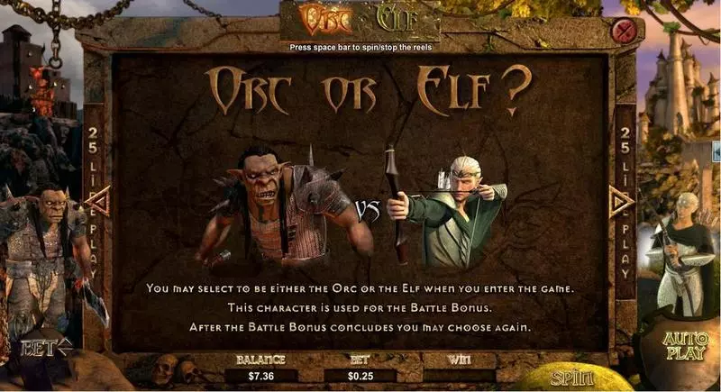 Orc vs Elf RTG 5 Reel 25 Line