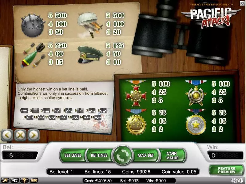 Pacific Attack NetEnt 5 Reel 15 Line
